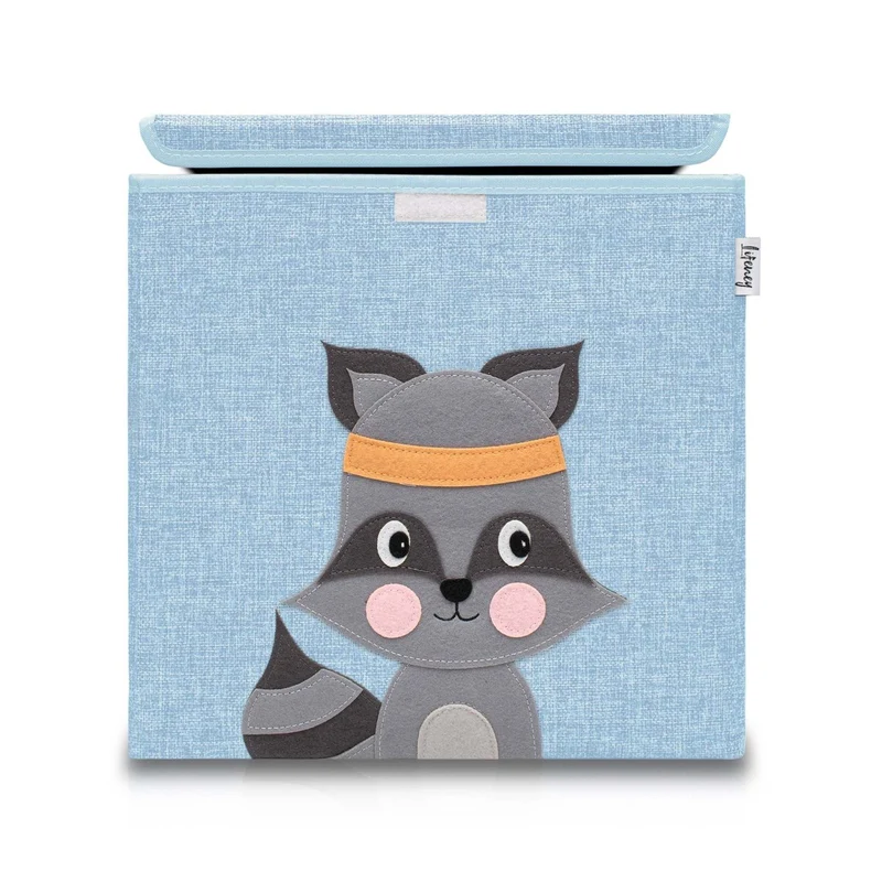 Boîte de rangement en tissu pour enfant "raton laveur" avec couvercle, compatible Ikea Kallax Lifeney