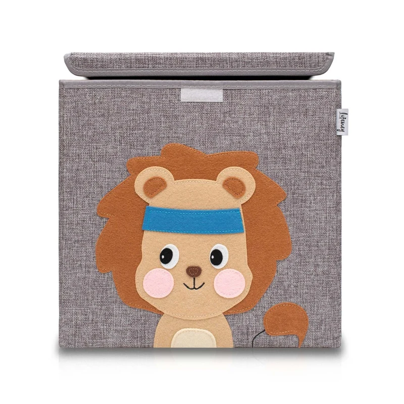 Boîte de rangement en tissu pour enfant "lion" avec couvercle, compatible Ikea Kallax Lifeney