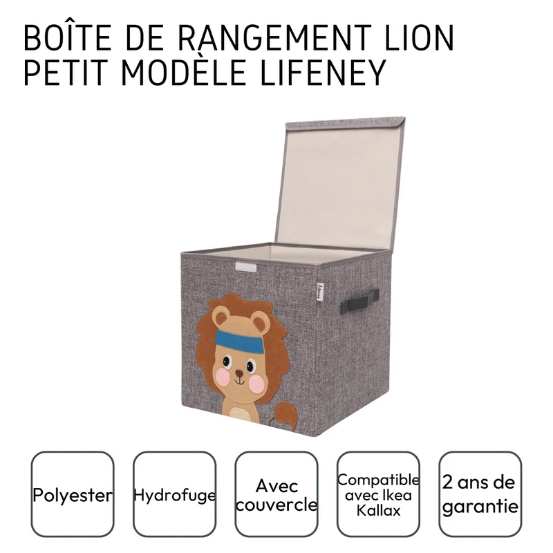 Boîte de rangement en tissu pour enfant "lion" avec couvercle, compatible Ikea Kallax Lifeney