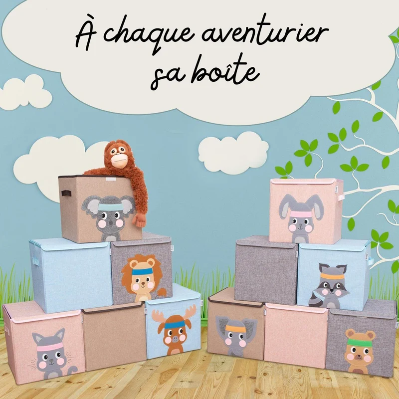 Boîte de rangement en tissu pour enfant "lion" avec couvercle, compatible Ikea Kallax Lifeney
