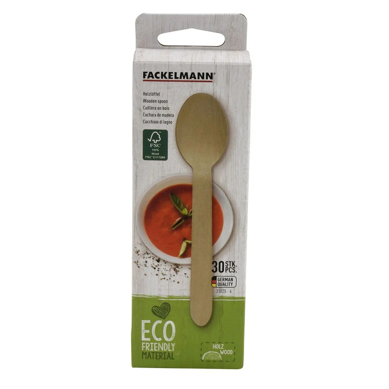 Lot de 30 cuillère à café en bois pour pique-nique Fackelmann Move