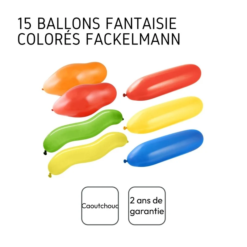 Lot de 15 ballons de baudruche colorés de formes aléatoires Fackelmann Nature