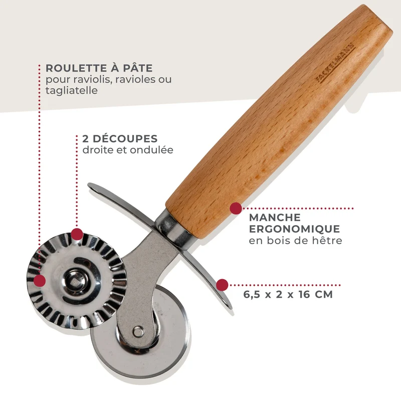 Roulette double embout pour pâtes fraiches 16 cm Fackelmann Pizza & Pasta