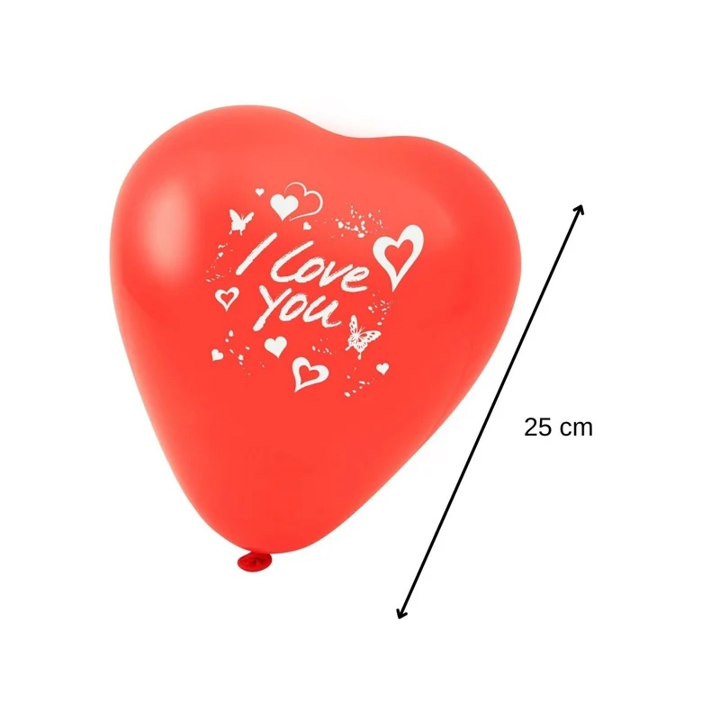 Lot de 5 ballons de baudruche cœur rouge avec inscription Fackelmann Nature