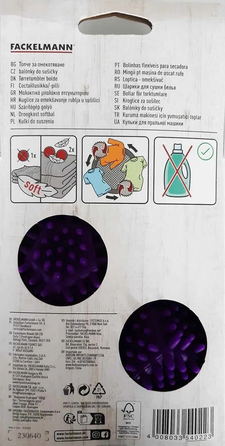 Lot de 2 balles de séchage pour le linge Fackelmann