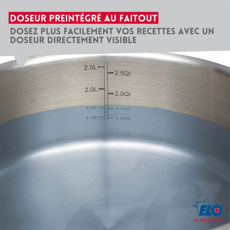 Faitout en inox 26 cm de 9,5 litres Elo Citrin
