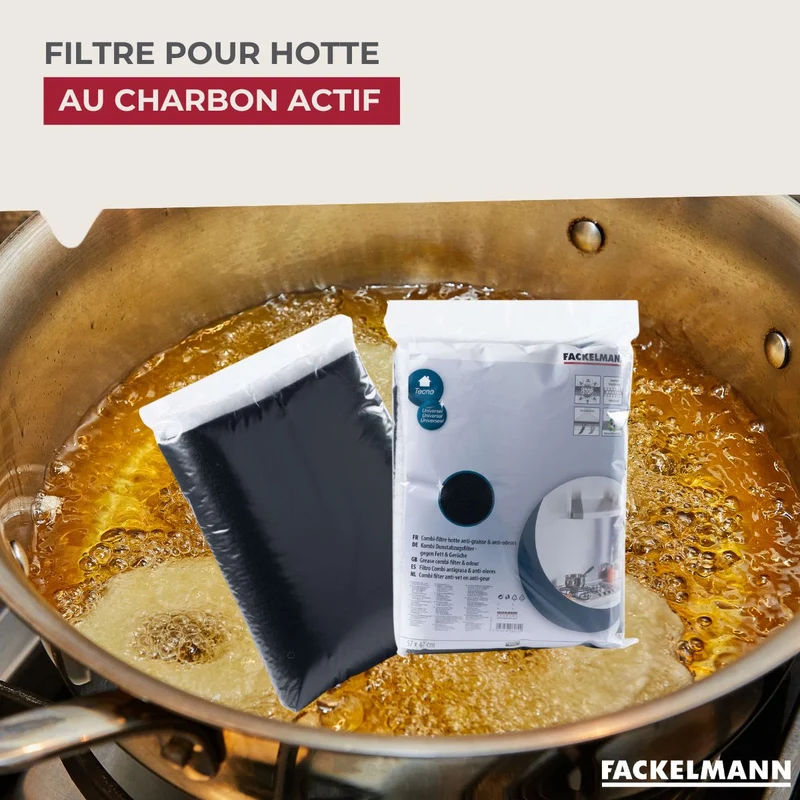 Filtre pour hotte polyester combiné charbon actif 57 x 47 cm Fackelmann Accessoires pour hotte et friture