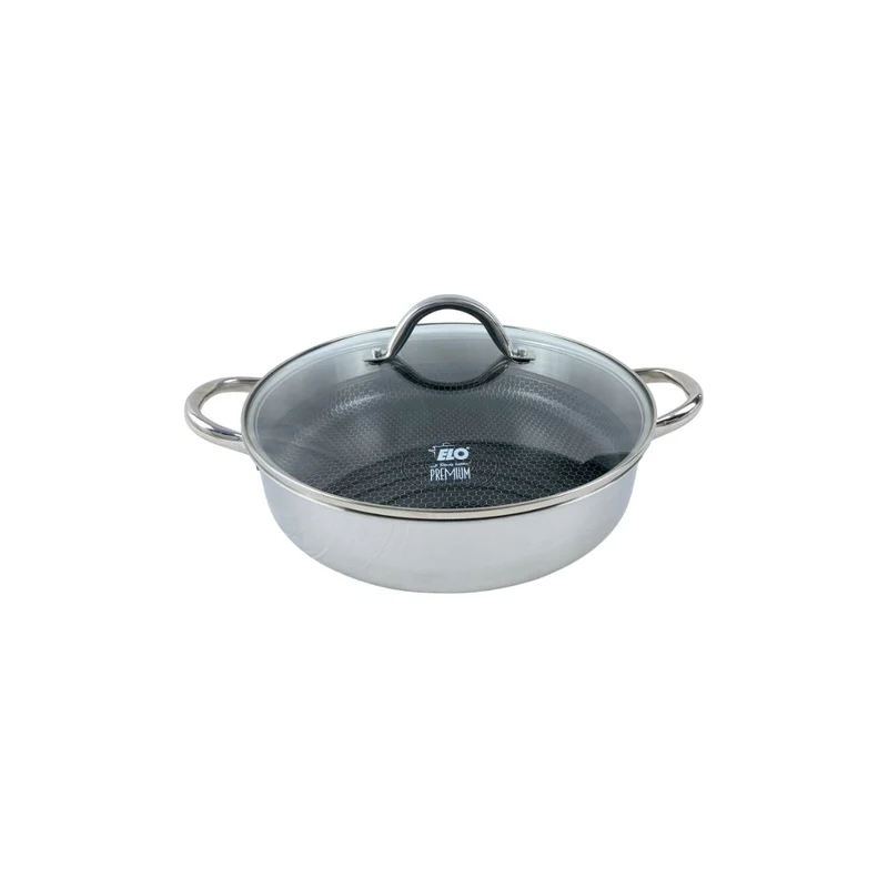 Sautoir 28 cm en inox 18/10 avec couvercle Elo Relief Evolution