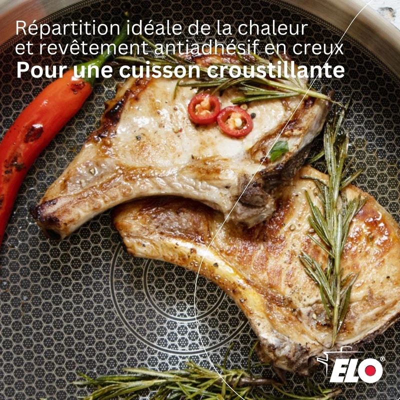 Sauteuse 28 cm en inox 18/10 Elo Relief Evolution