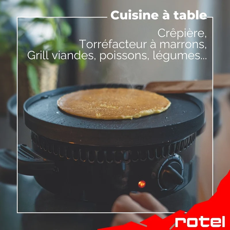 Torréfacteur à marrons, crêpière et grill électrique multifonctions Rotel