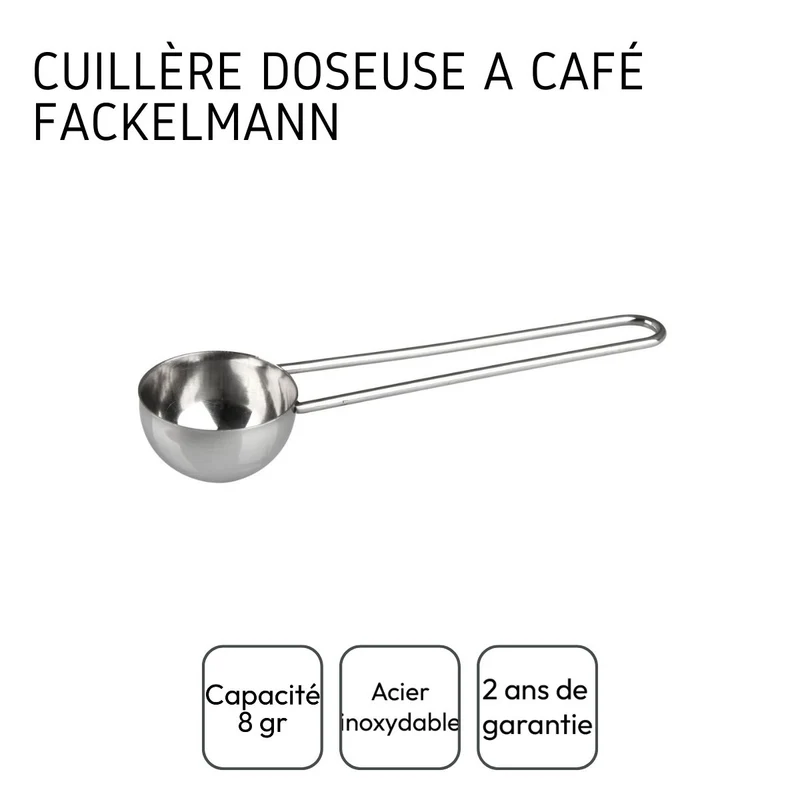 Ensemble de 2 Cuillères doseuse à café inox environ 8gr Fackelmann Petit Déjeuner
