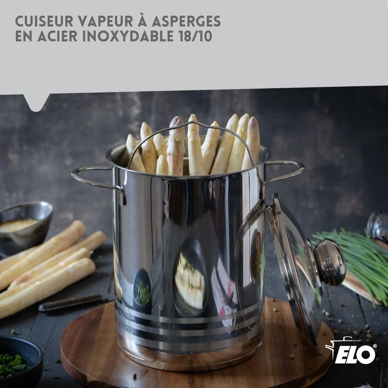 Cuiseur à asperges inox avec couvercle 4 litres Elo Brillant