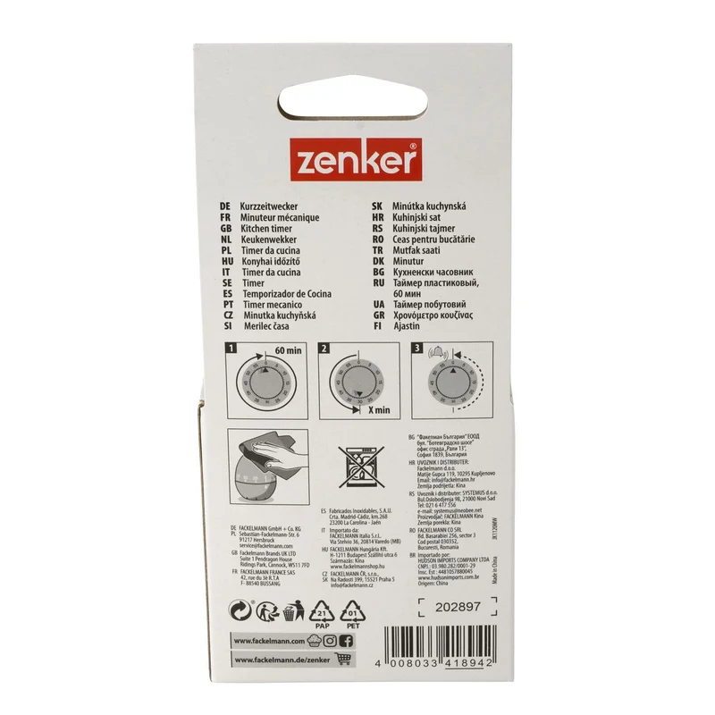 Minuteur de cuisine mécanique en forme d'œuf Zenker