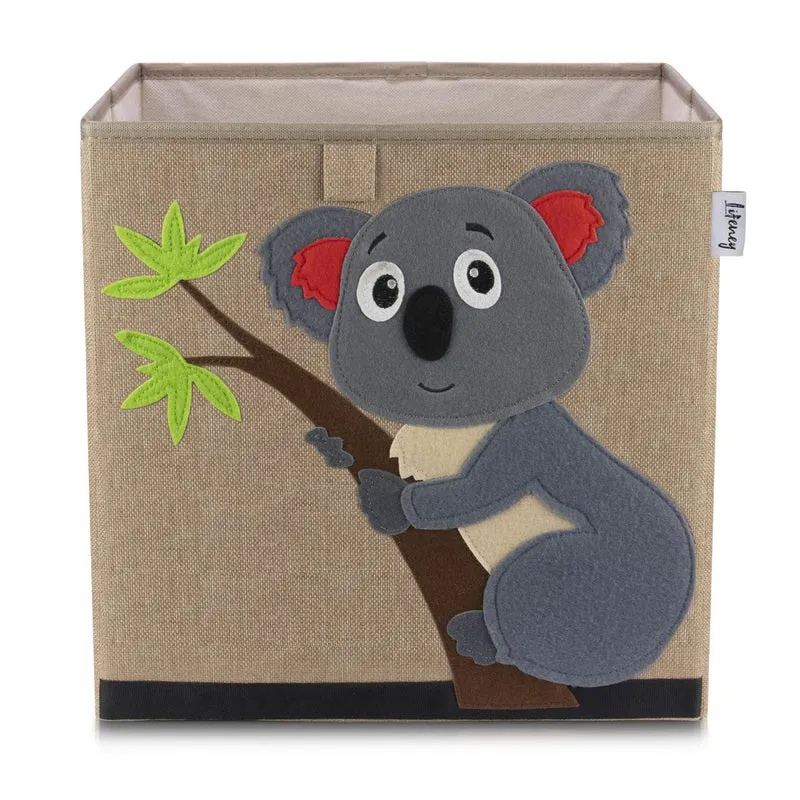 Boîte de rangement en tissu pour enfant "koala" sur fond foncé, compatible Ikea Kallax Lifeney