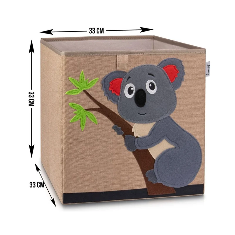 Boîte de rangement en tissu pour enfant "koala" sur fond foncé, compatible Ikea Kallax Lifeney
