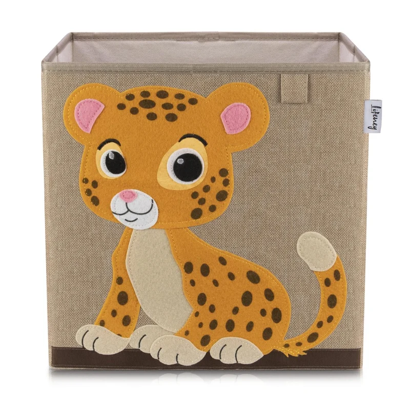 Boîte de rangement en tissu pour enfant "tigre" sur fond foncé, compatible Ikea Kallax Lifeney