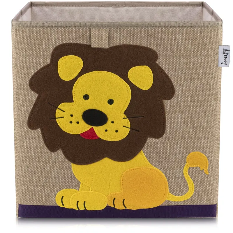 Boîte de rangement en tissu pour enfant "lion" sur fond foncé, compatible Ikea Kallax Lifeney