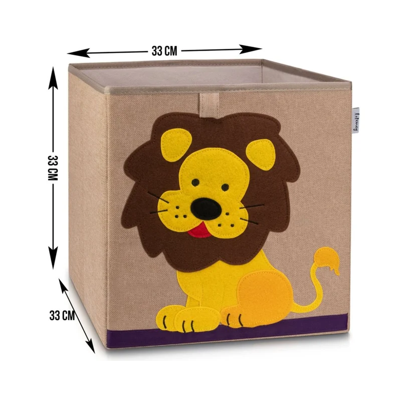 Boîte de rangement en tissu pour enfant "lion" sur fond foncé, compatible Ikea Kallax Lifeney
