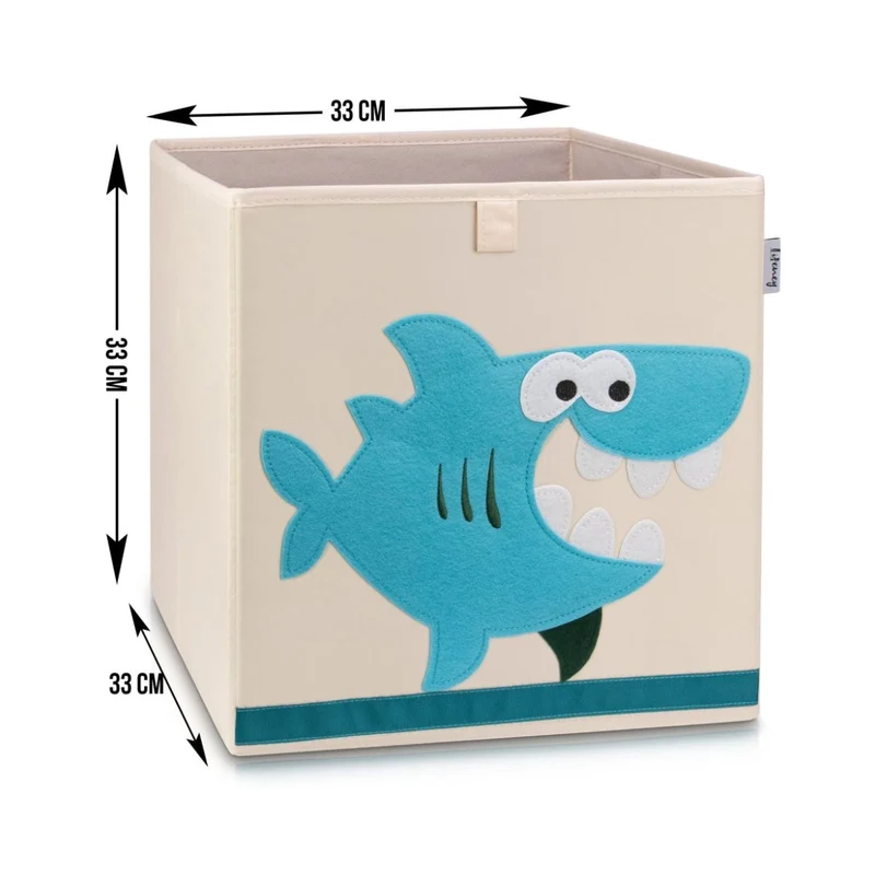 Boîte de rangement en tissu pour enfant "requin" sur fond clair, compatible Ikea Kallax Lifeney