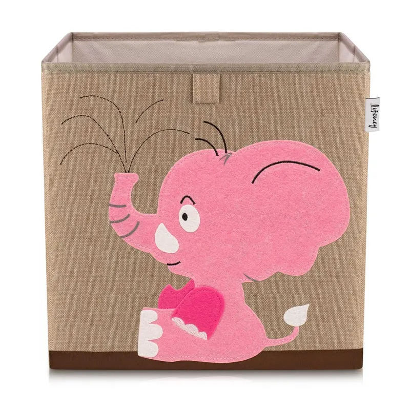 Boîte de rangement en tissu pour enfant "éléphant rose", compatible Ikea Kallax Lifeney