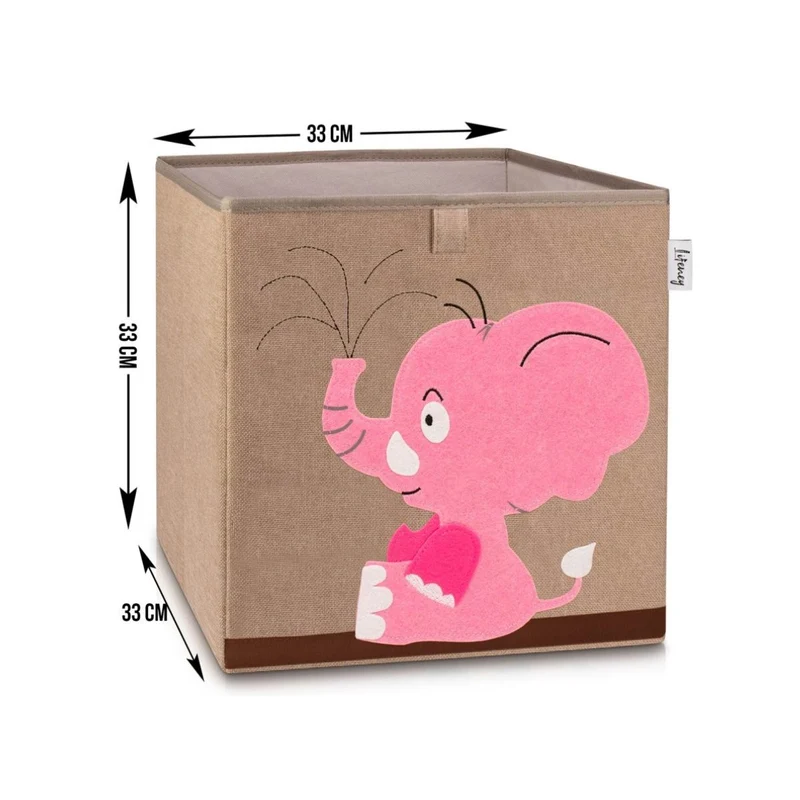 Boîte de rangement en tissu pour enfant "éléphant rose", compatible Ikea Kallax Lifeney