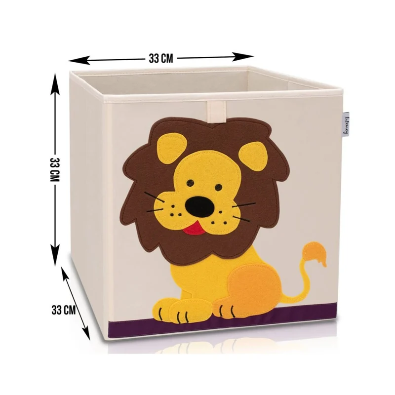 Boîte de rangement en tissu pour enfant "lion" sur fond clair, compatible Ikea Kallax Lifeney