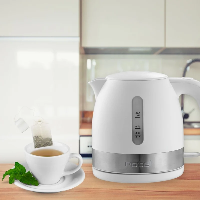Bouilloire électrique plastique cerclée inox sans fil 1 litre Rotel
