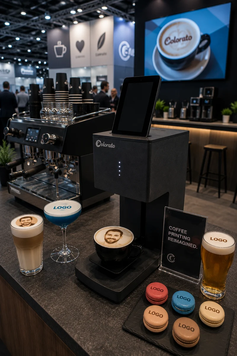 Location pour événements : imprimante à café - imprimante à boissons - votre logo sur les boissons et les aliments
