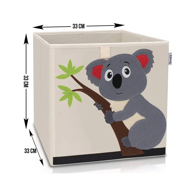 Boîte de rangement en tissu pour enfant "koala" sur fond clair, compatible Ikea Kallax Lifeney