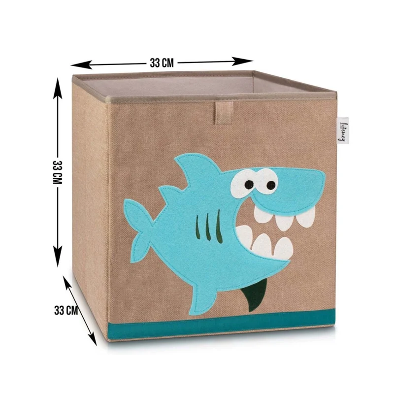 Boîte de rangement en tissu pour enfant "requin" sur fond foncé, compatible Ikea Kallax Lifeney