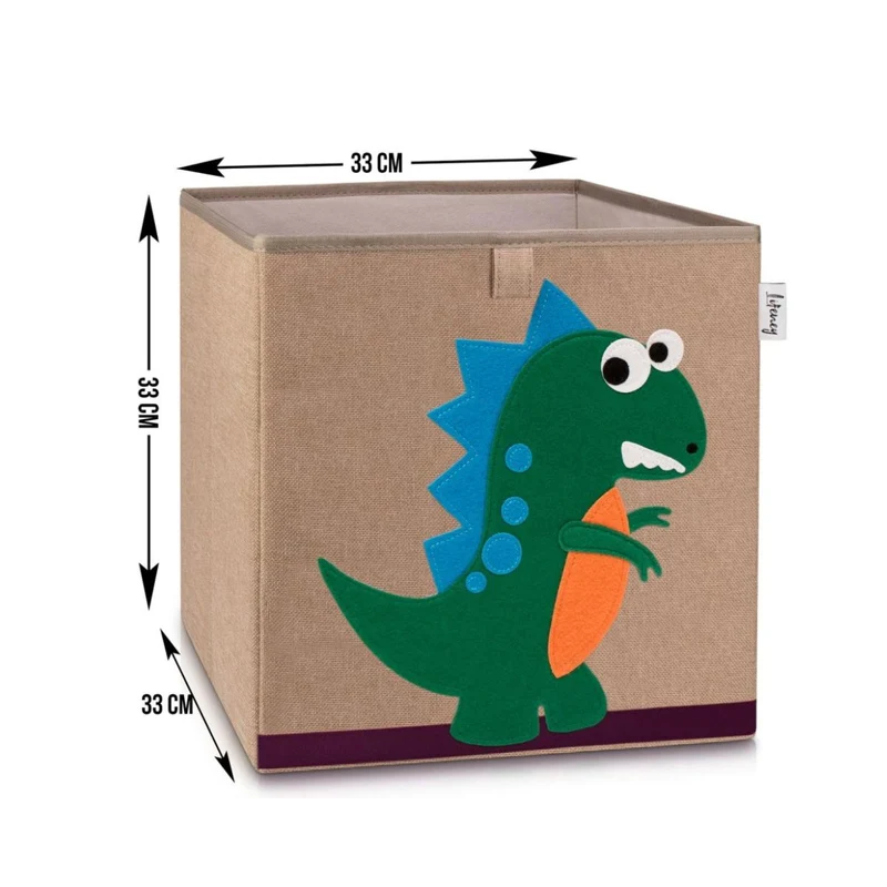 Boîte de rangement en tissu pour enfant "dinosaure vert foncé", compatible Ikea Kallax Lifeney
