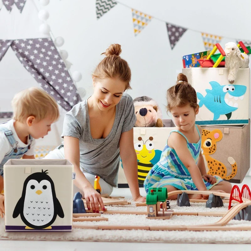 Boîte de rangement en tissu pour enfant "pingouin", compatible Ikea Kallax Lifeney