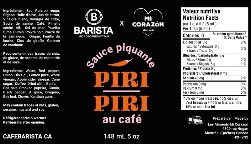 Sauce piquante Piri Piri au café