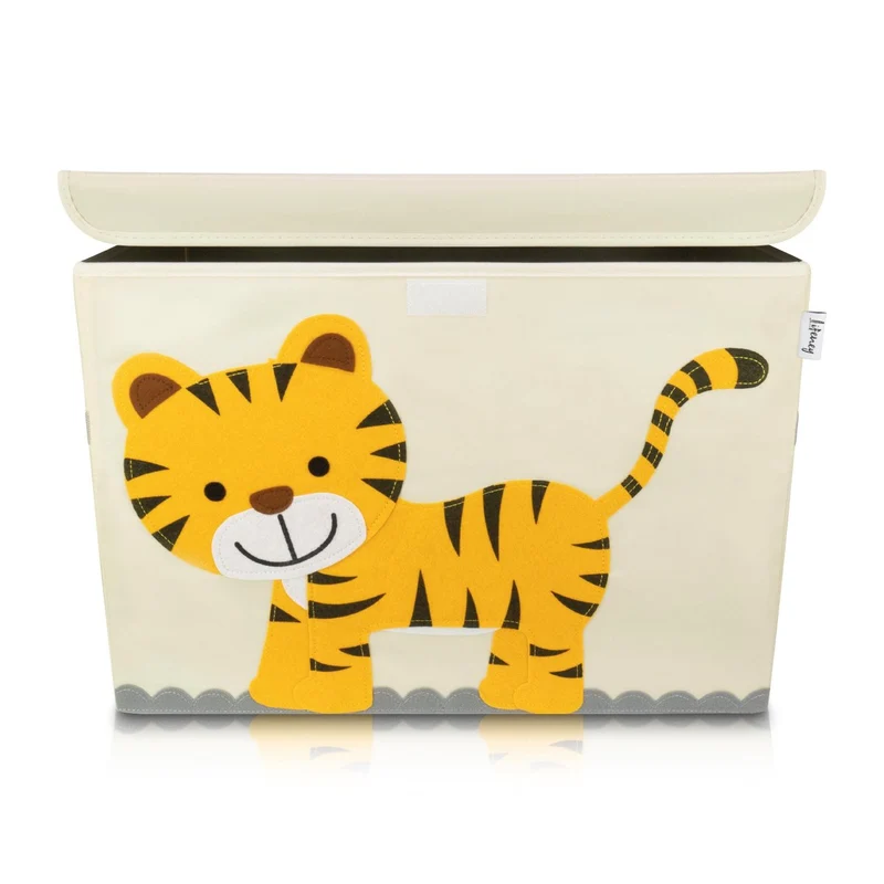 Boîte de rangement en tissu pour enfant grand modèle "Tigre" avec couvercle Lifeney