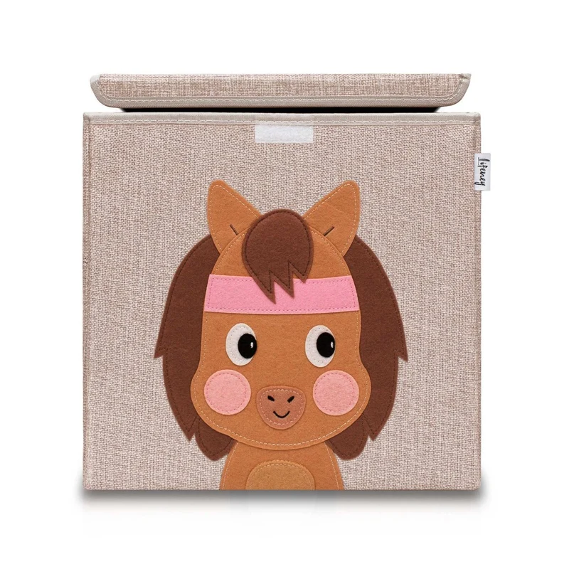 Boîte de rangement en tissu pour enfant "cheval" avec couvercle, compatible Ikea Kallax Lifeney