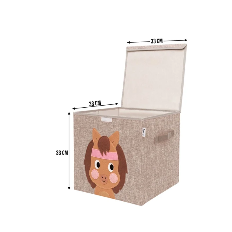 Boîte de rangement en tissu pour enfant "cheval" avec couvercle, compatible Ikea Kallax Lifeney