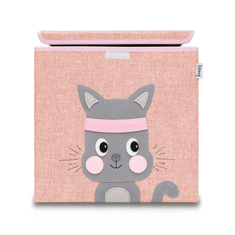 Boîte de rangement en tissu pour enfant "chat" avec couvercle, compatible Ikea Kallax Lifeney