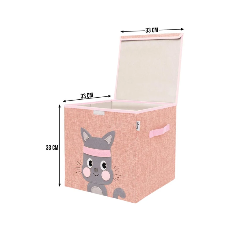Boîte de rangement en tissu pour enfant "chat" avec couvercle, compatible Ikea Kallax Lifeney