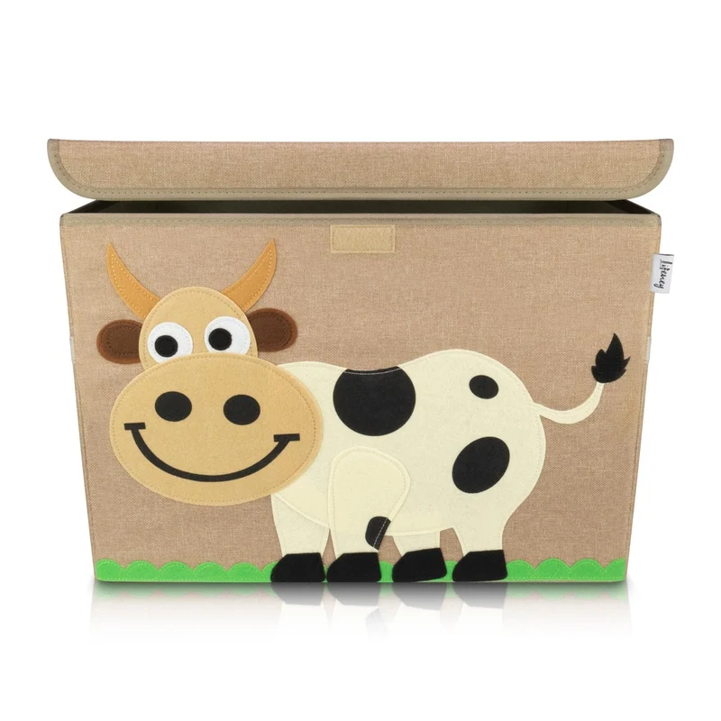 Boîte de rangement en tissu pour enfant grand modèle "Vache" avec couvercle Lifeney