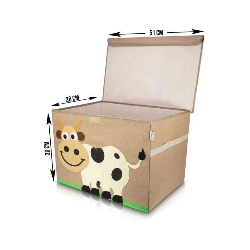 Boîte de rangement en tissu pour enfant grand modèle "Vache" avec couvercle Lifeney