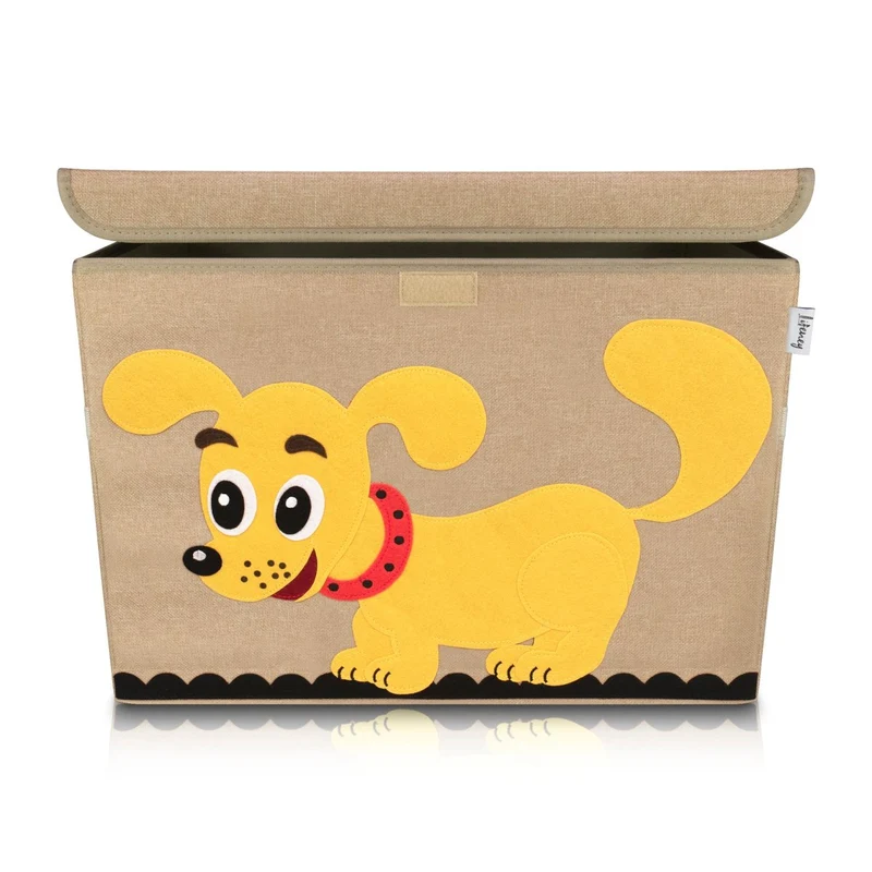 Boîte de rangement en tissu pour enfant grand modèle "chien" avec couvercle Lifeney