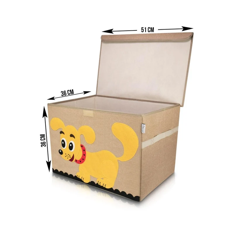 Boîte de rangement en tissu pour enfant grand modèle "chien" avec couvercle Lifeney