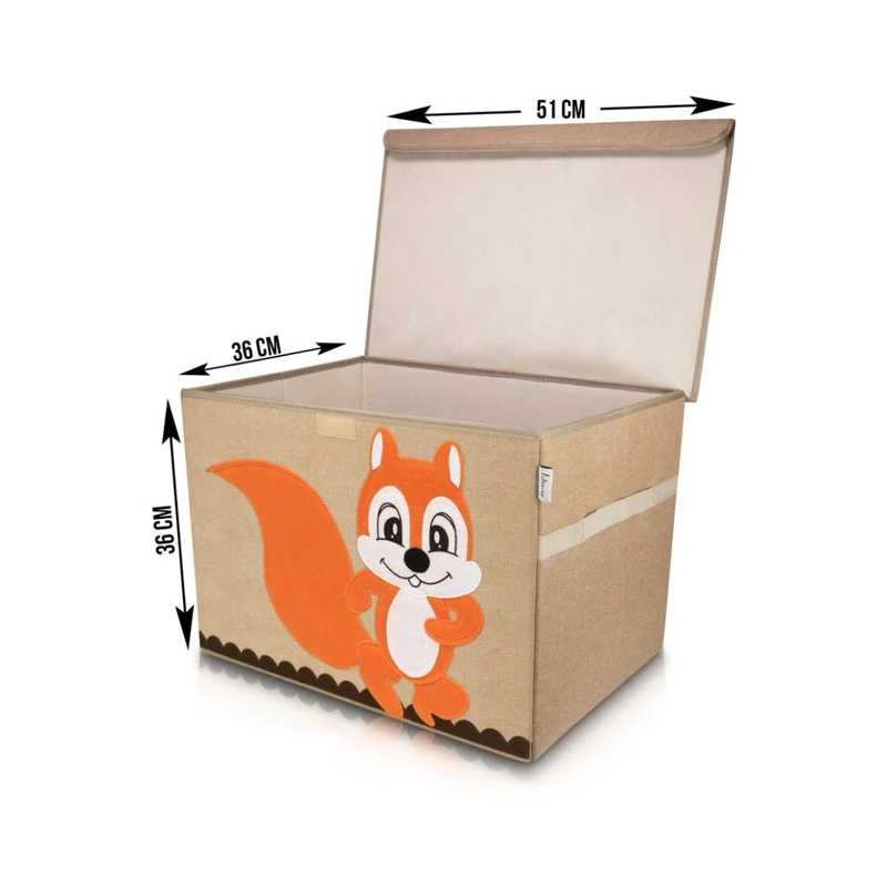 Boîte de rangement en tissu pour enfant grand modèle "écureuil" avec couvercle Lifeney