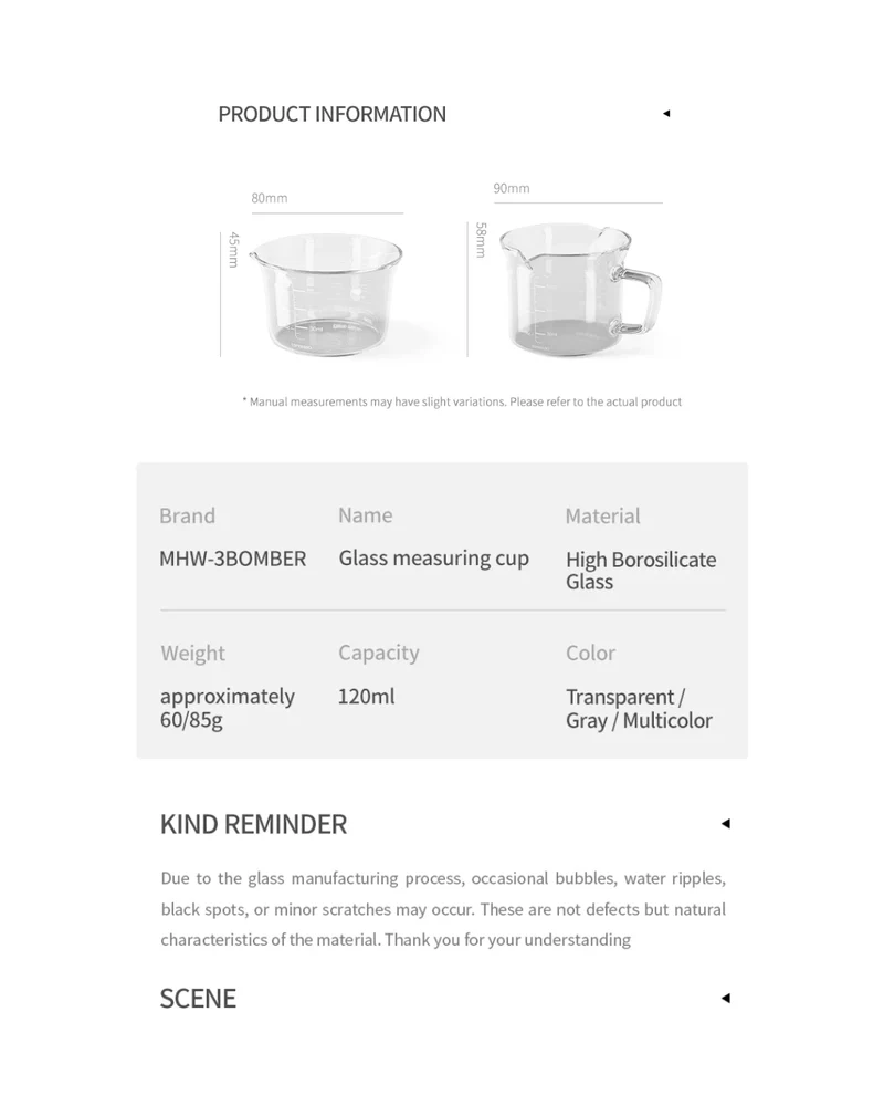 MHW-3BOMBER Glass Measuring Cup – Transparent 120ml