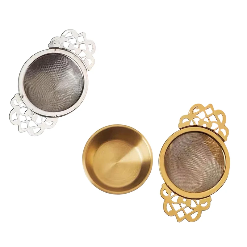 Tea Strainer & Drip Bowl – Silver or Gold