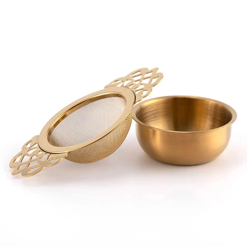 Tea Strainer & Drip Bowl – Silver or Gold