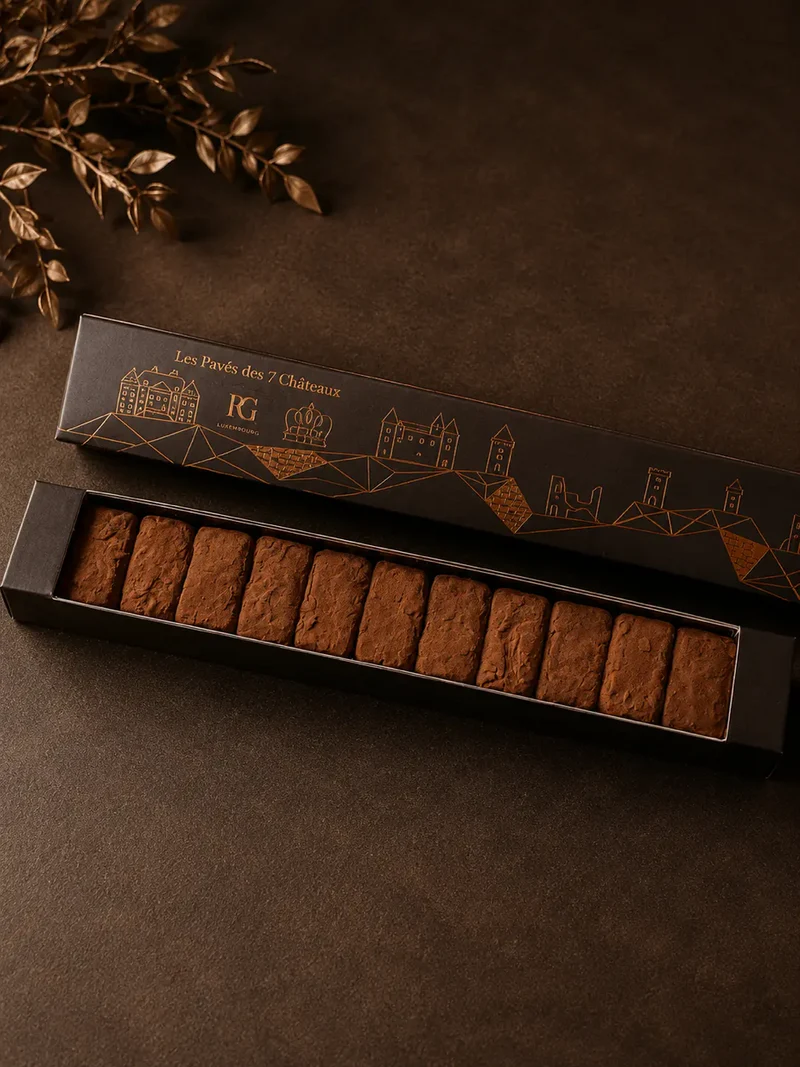 Coffret, dark & milk chocolate, cobblestones of the 7 castles, Chocolaterie RG