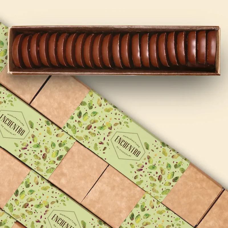 Palets fourrés Pistache BIO - 70% cacao - 110 Gr | Encuentro
