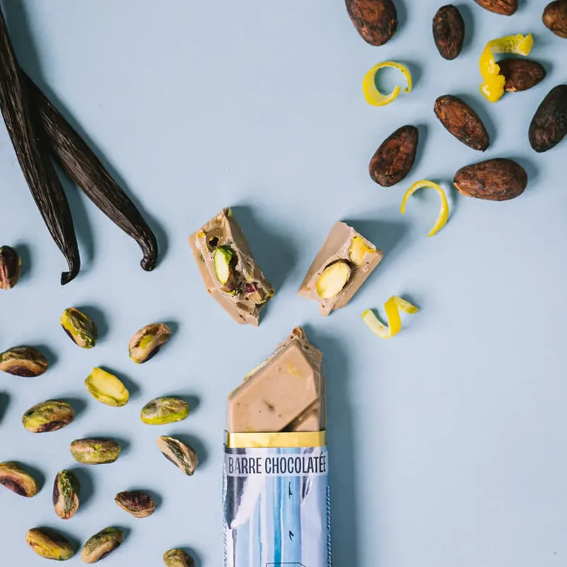 Barre Chocolat Blanc 66% Winter - Pistache Vanille Citron | Bivouac