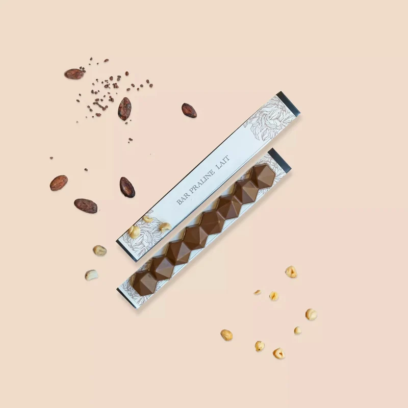 Bar, milk chocolate, hazelnut praliné bar 38%, Chocolaterie RG